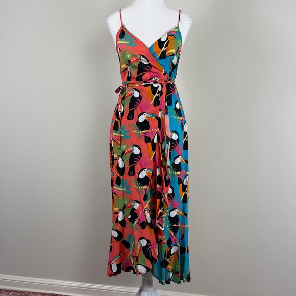 Farm Rio Toucan Tropical Wrap Maxi Dress Size XXS‎ - Picture 2 of 7